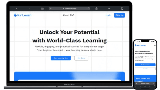 Screenshot of Kinlearn LMS
